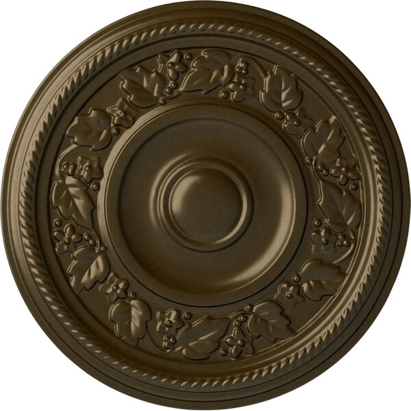 Ekena Millwork Tyrone Ceiling Medallion (Fits Canopies up to 6 3/4"), Hand-Painted Brass, 16 1/8"OD x 3/4"P CM16TYBRS - main